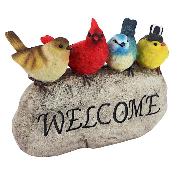 Birdy Welcome Garden Stone Statue: Large
